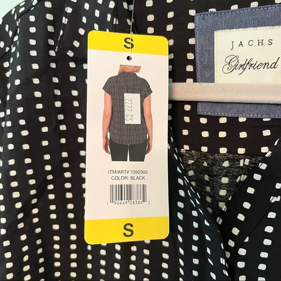 Jachs Girlfriend Top Button Down Shirt Black & White Sz S NWT Patterned - Picture 8 of 13